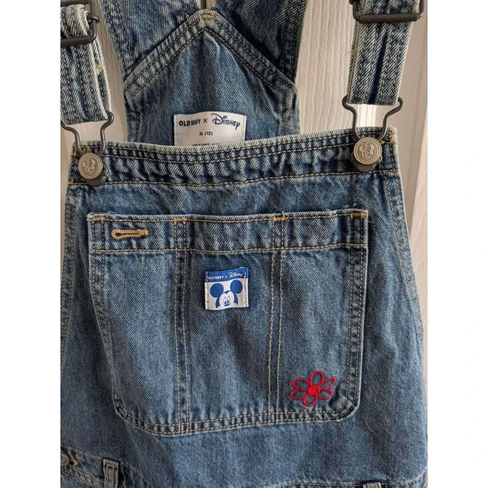 NWT Old Navy x Disney Girls Denim Shortalls Minnie Mouse XXL 14